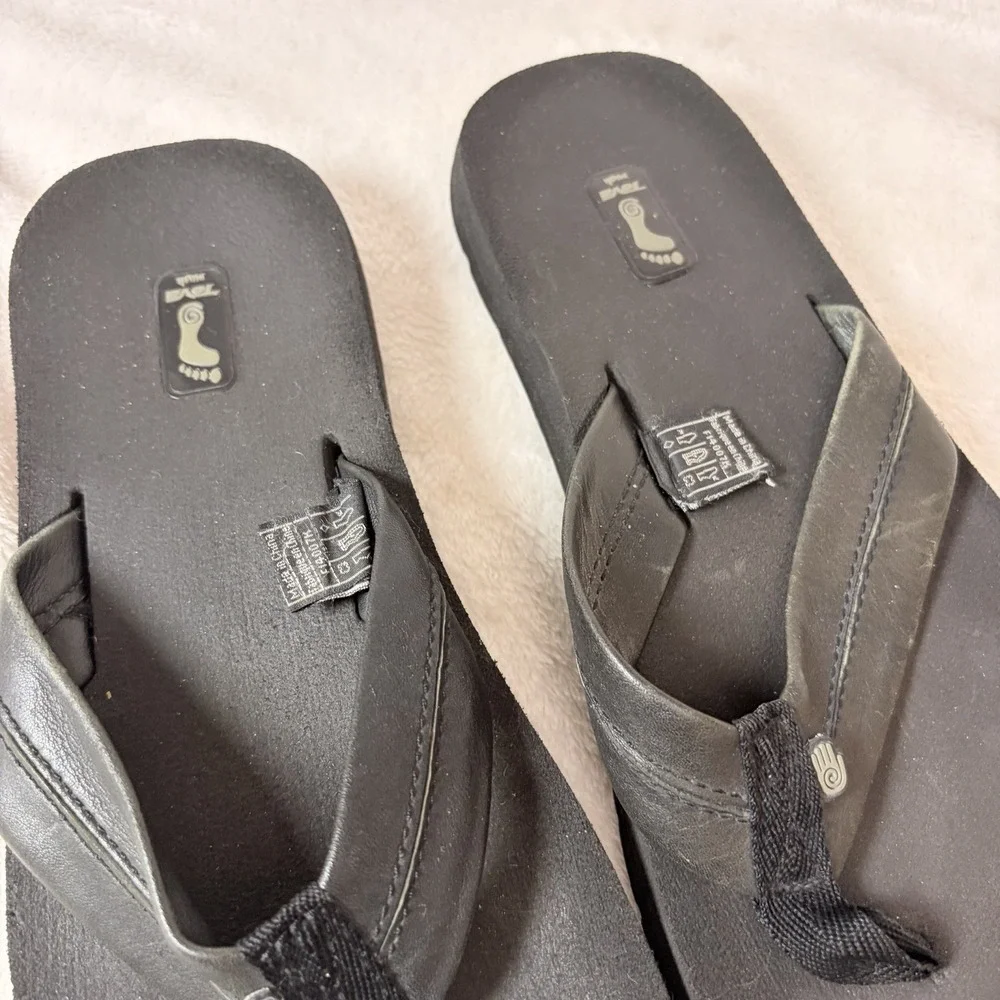 Teva Men's Mush Flip Flop Sandals‎ Black Size 8 S/N 6016 Lightweight Flexible